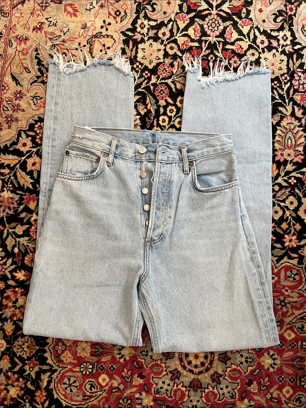 Agolde 90s pinch high rise button fly fray hem 26